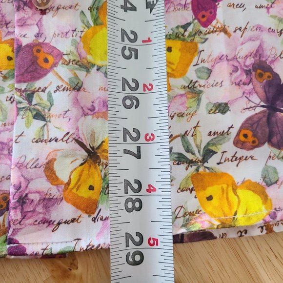 OSCAR PARIS Couture Designer Men's Tailor Fit Shirt Size Med Floral Butterfly - Picture 9 of 12